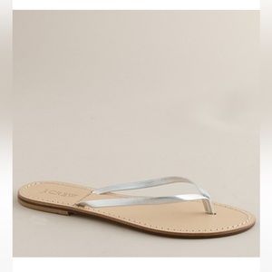 J Crew Leather Capri Sandals in Metallic Ice, size 8